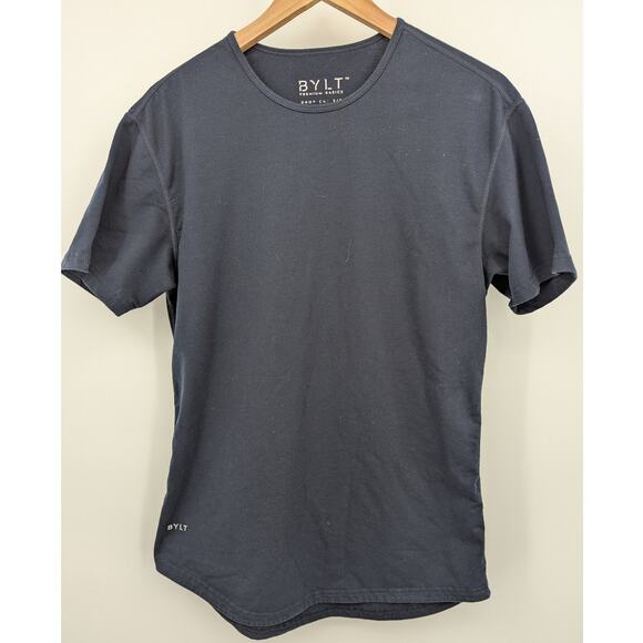 BYLT Basics Men's Black Drop Cut Short Sleeve T Shirt Size Medium M LB229 - Picture 1 of 4